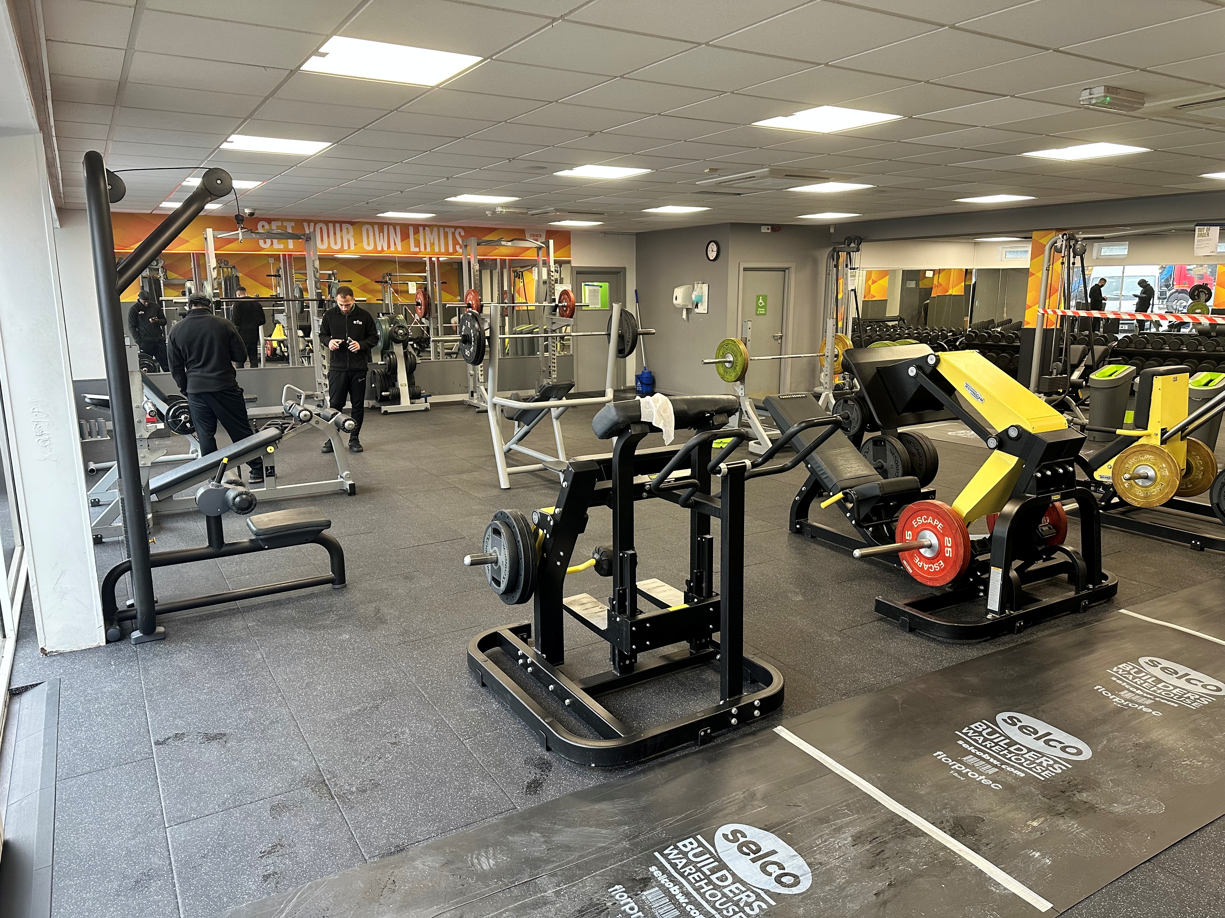 Gym floor with exercise equipment